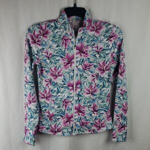 Tommy Bahama Women's Small Floral Active Long Sleeve Zip Up Jacket